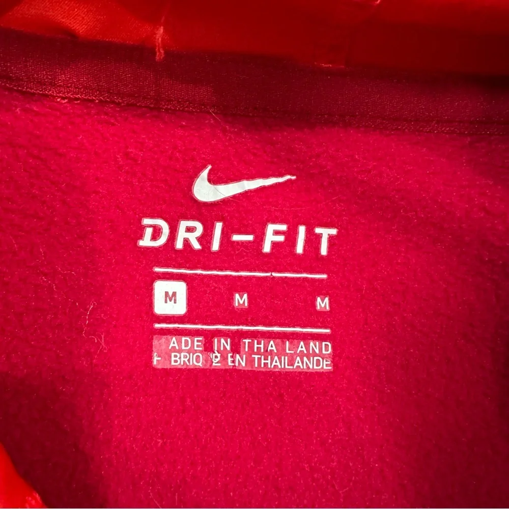 Nike Dri Fit Hoodie Mens Medium Red Swoosh Pullover Athletic Sweatshirt